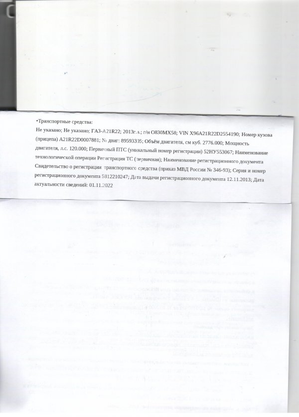 Транспортное средство ГАЗ-А21R22, 2013 г/в, Основание реализации имущества: Постановление судебного 